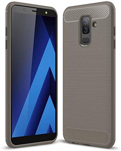 König Design Handyhülle kompatibel mit Samsung Galaxy A6 Plus (2018) Silikon Case Hülle Sturzsichere Back-Cover Handyhülle - Carbon - Grau von König Design