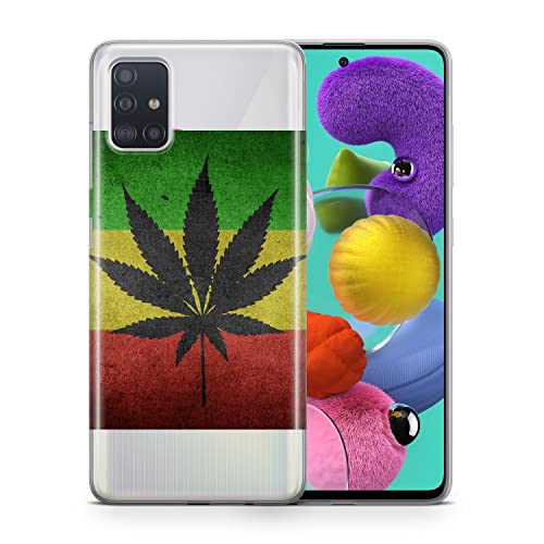 König Design Handyhülle kompatibel mit Samsung Galaxy A70 Silikon Case Hülle Sturzsichere Back-Cover Handyhülle Cannabis von König Design