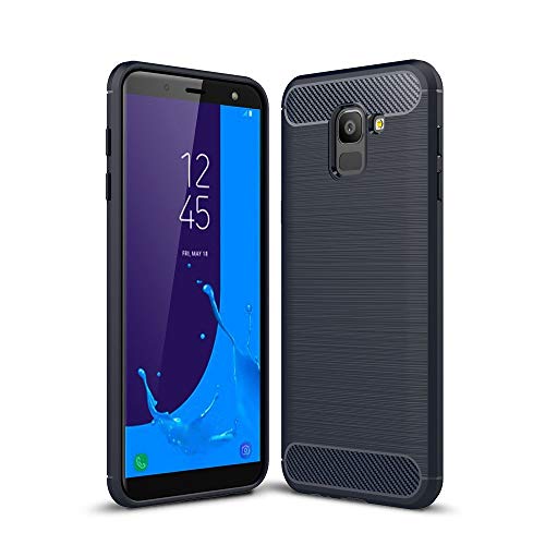 König Design Handyhülle kompatibel mit Samsung Galaxy J6 Silikon Case Hülle Sturzsichere Back-Cover Handyhülle - Carbon - Blau von König Design