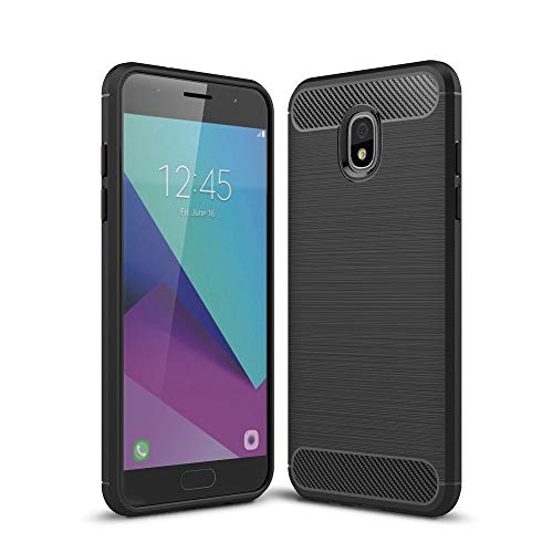 König Design Handyhülle kompatibel mit Samsung Galaxy J7 (2018) Silikon Case Hülle Sturzsichere Back-Cover Handyhülle - Carbon - Schwarz von König Design