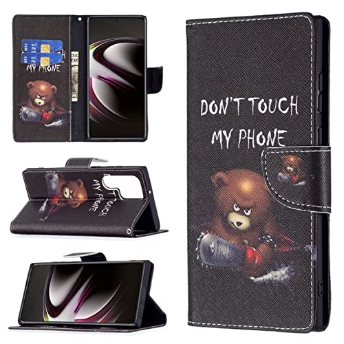 König Design Handyhülle kompatibel mit Samsung Galaxy S22 Ultra 5G Schutztasche Wallet Cover 360 Case Etuis Bär von König Design