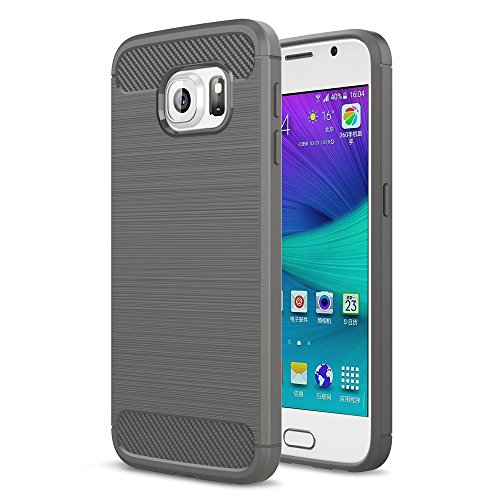 König Design Handyhülle kompatibel mit Samsung Galaxy S6 Silikon Case Hülle Sturzsichere Back-Cover Handyhülle - Carbon - Grau von König Design