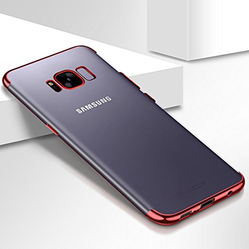 König Design Handyhülle kompatibel mit Samsung Galaxy S6 Silikon Case Hülle Sturzsichere Back-Cover Handyhülle - Transparent - Rot von König Design