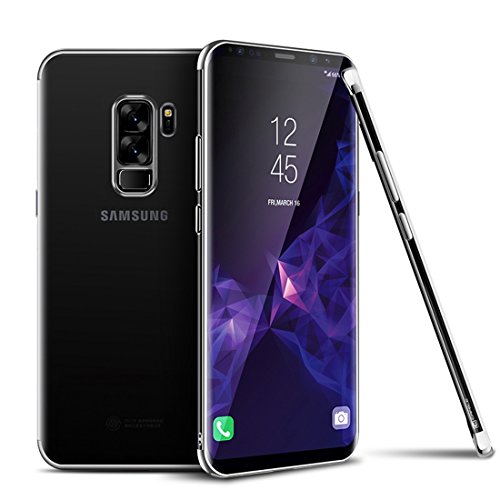 König Design Handyhülle kompatibel mit Samsung Galaxy S9 Plus Silikon Case Hülle Sturzsichere Back-Cover Handyhülle - Transparent - Silber von König Design
