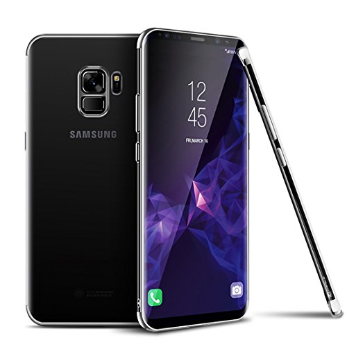 König Design Handyhülle kompatibel mit Samsung Galaxy S9 Silikon Case Hülle Sturzsichere Back-Cover Handyhülle - Transparent - Silber von König Design