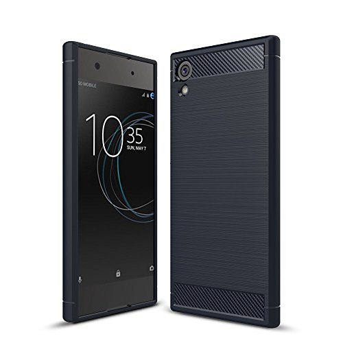 König Design Handyhülle kompatibel mit Sony Xperia XA1 Silikon Case Hülle Sturzsichere Back-Cover Handyhülle - Carbon - Blau von König Design