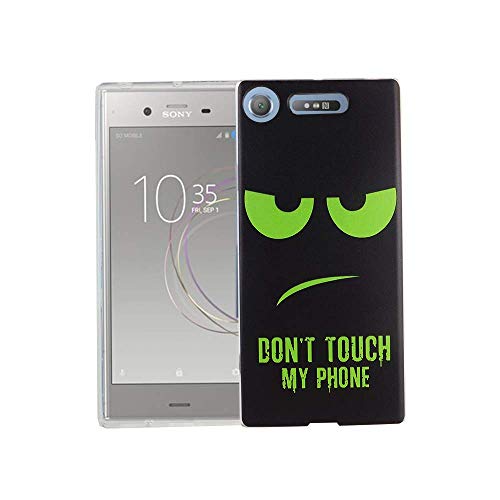 König Design Handyhülle kompatibel mit Sony Xperia XZ1 Silikon Case Hülle Sturzsichere Back-Cover Handyhülle - Don't Touch My Phone Grün Schwarz von König Design