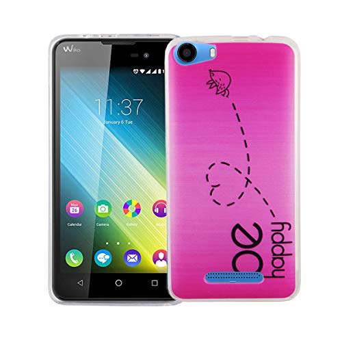 König Design Handyhülle kompatibel mit Wiko Lenny 2 Silikon Case Hülle Sturzsichere Back-Cover Handyhülle - Be Happy Design Pink König Design Handyhülle kompatibel mit Wiko Lenny 2 Silikon Case Hülle Sturzsichere Back-Cover Handyhülle - Be Happy Design Pink von König Design