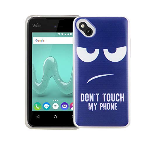 König Design Handyhülle kompatibel mit Wiko Sunny Silikon Case Hülle Sturzsichere Back-Cover Handyhülle - Don't Touch My Phone Weiß Dunkelblau von König Design