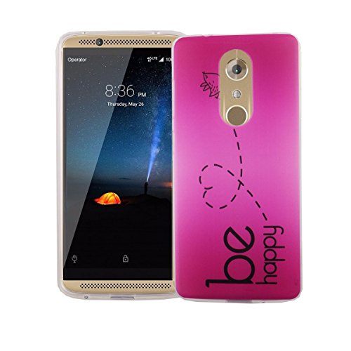 König Design Handyhülle kompatibel mit ZTE Axon 7 Mini Silikon Case Hülle Sturzsichere Back-Cover Handyhülle - Be Happy Design Pink von König Design