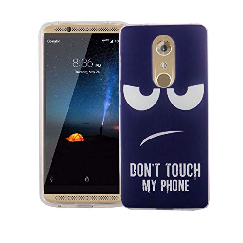 König Design Handyhülle kompatibel mit ZTE Axon 7 Silikon Case Hülle Sturzsichere Back-Cover Handyhülle - Don't Touch My Phone Weiß Dunkelblau von König Design