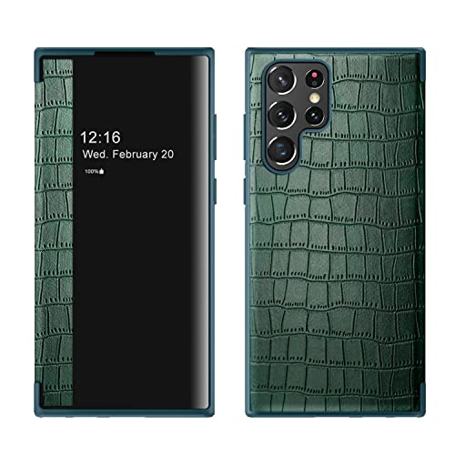 König Design Handyülle für Samsung Galaxy S22 Ultra 5G Schutztasche Kokodill Optik - Grün von König Design