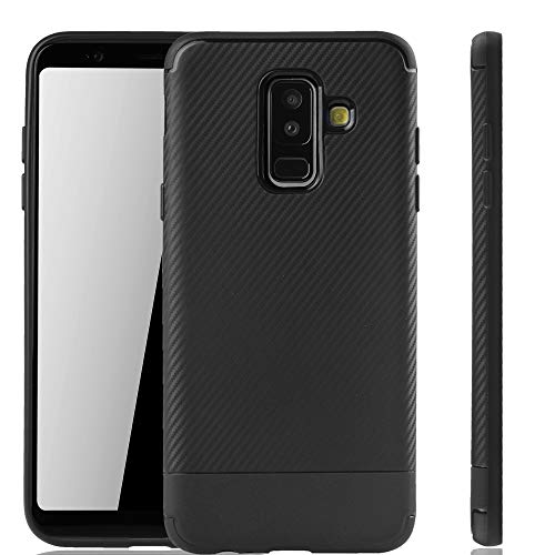 König Design Samsung Galaxy A6+ Plus 2018 Bumper Case Hülle aus TPU Silikon | Sturzsichere Back-Cover Handyhülle in Schwarz | Im Carbon Look von König Design