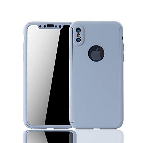 König Design Schutz-Case geeignet für Apple iPhone X Hülle mit Panzerglas | Sturzsichere Full Cover Handyhülle in Grau von König Design