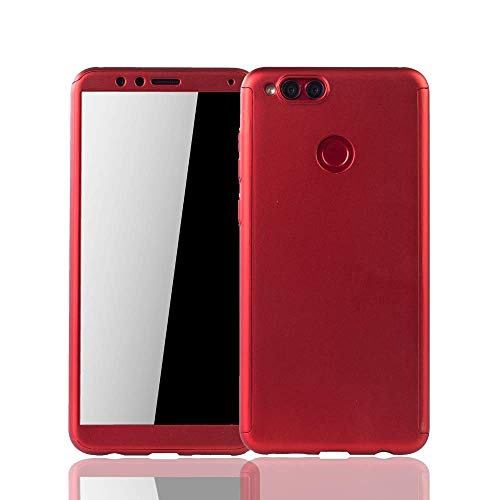 König Design Schutz-Case geeignet für Huawei Honor 7X Hülle mit Panzerglas | Sturzsichere Full Cover Handyhülle in Rot von König Design