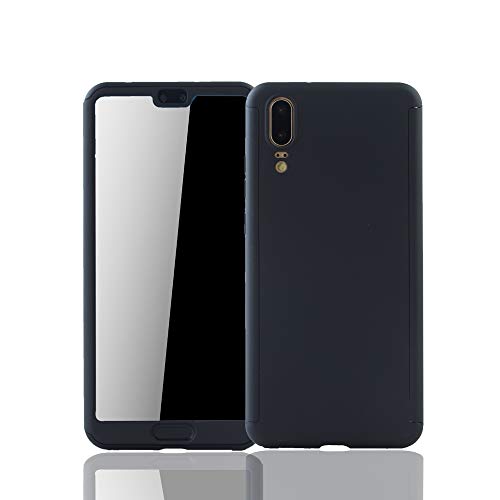 König Design Schutz-Case geeignet für Huawei P20 Hülle mit Panzerglas | Sturzsichere Full Cover Handyhülle in Schwarz von König Design