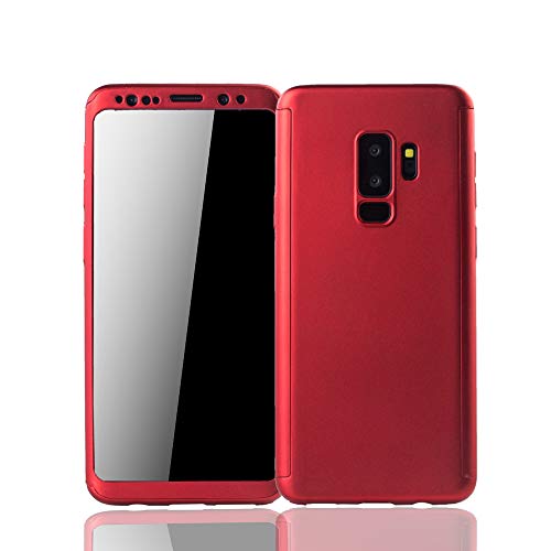 König Design Schutz-Case geeignet für Samsung Galaxy S9 Plus Hülle mit Schutz-Folie | Sturzsichere Full Cover Handyhülle in Rot von König Design