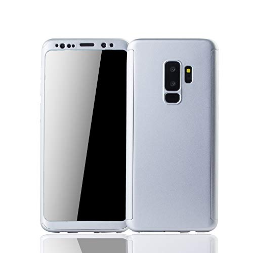 König Design Schutz-Case geeignet für Samsung Galaxy S9 Plus Hülle mit Schutz-Folie | Sturzsichere Full Cover Handyhülle in Silber von König Design