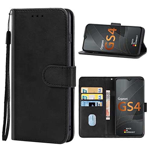 König Design Schutz Handy Hülle kompatibel mit Gigaset GS4 Case Cover Tasche Etui Wallet Schwarz von König Design