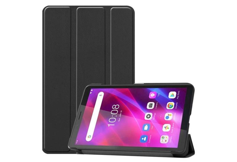 König Design Tablet-Hülle, Tablethülle für Lenovo Tab M7 (3rd Gen) Schutztasche Wallet Cover 360 Case Etuis Schwarz von König Design