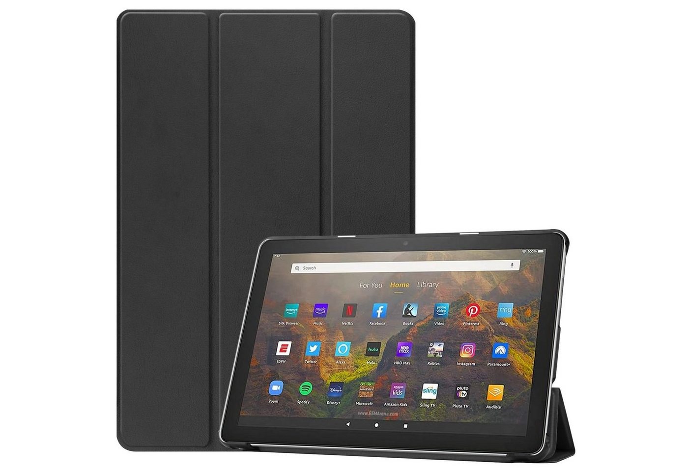 König Design Tablet-Hülle Amazon Fire HD 10 (2021), Tablethülle für Amazon Fire HD 10 (2021) Schutztasche Wallet Cover 360 Case Etuis Schwarz von König Design