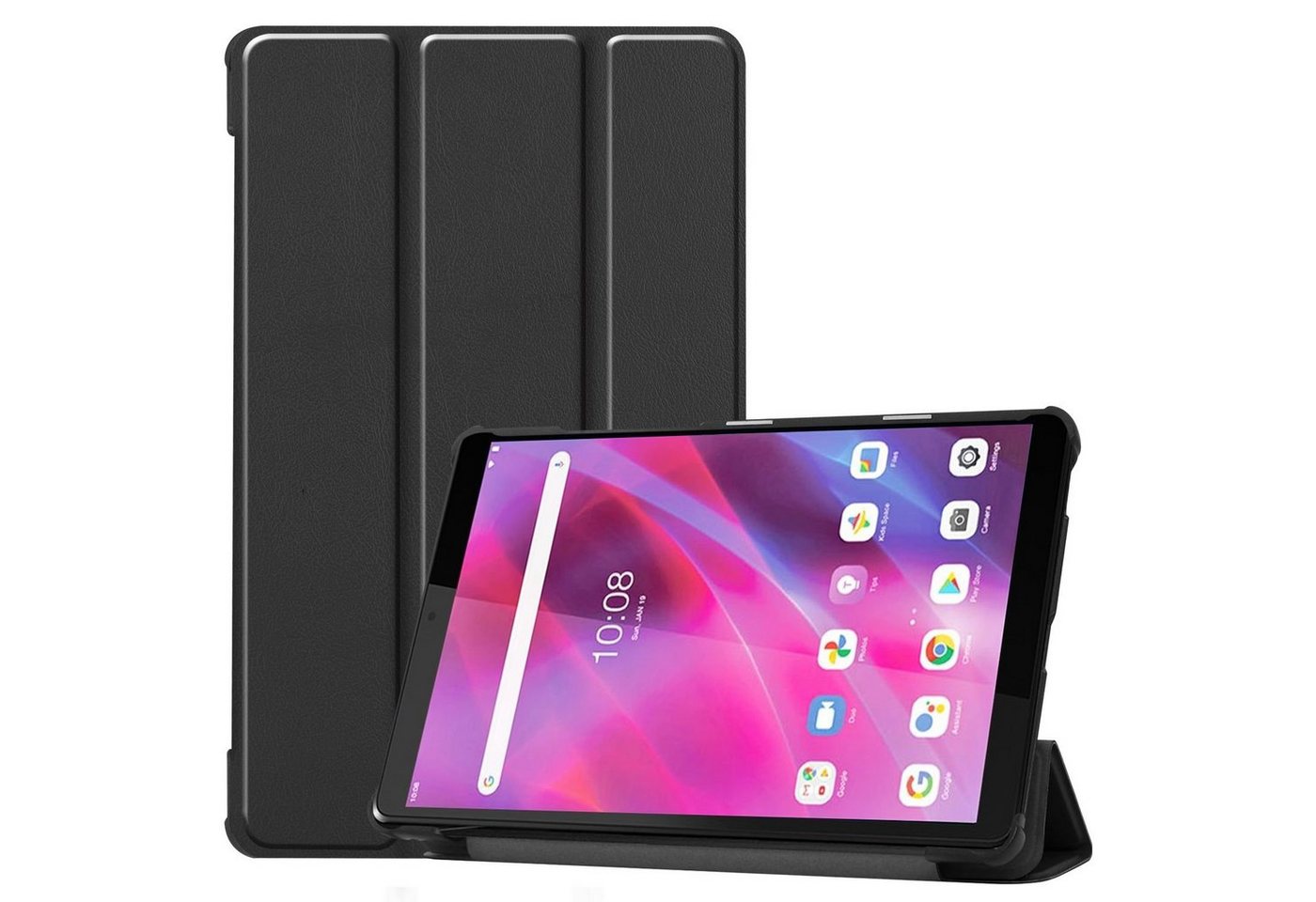 König Design Tablet-Hülle Lenovo Tab M8 (3rd Gen), Tablethülle für Lenovo Tab M8 (3rd Gen) Schutztasche Wallet Cover 360 Case Etuis Schwarz von König Design