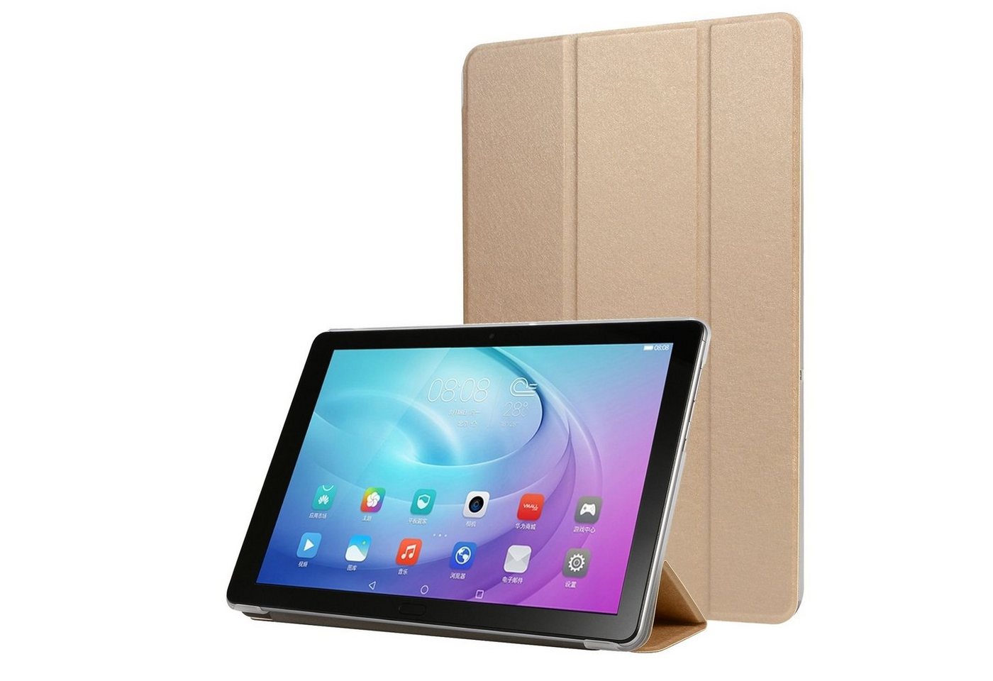 König Design Tablet-Hülle Samsung Galaxy Tab A7, Schutzhülle für Samsung Galaxy Tab A7 Tablethülle Schutztasche Cover Standfunktion Gold von König Design