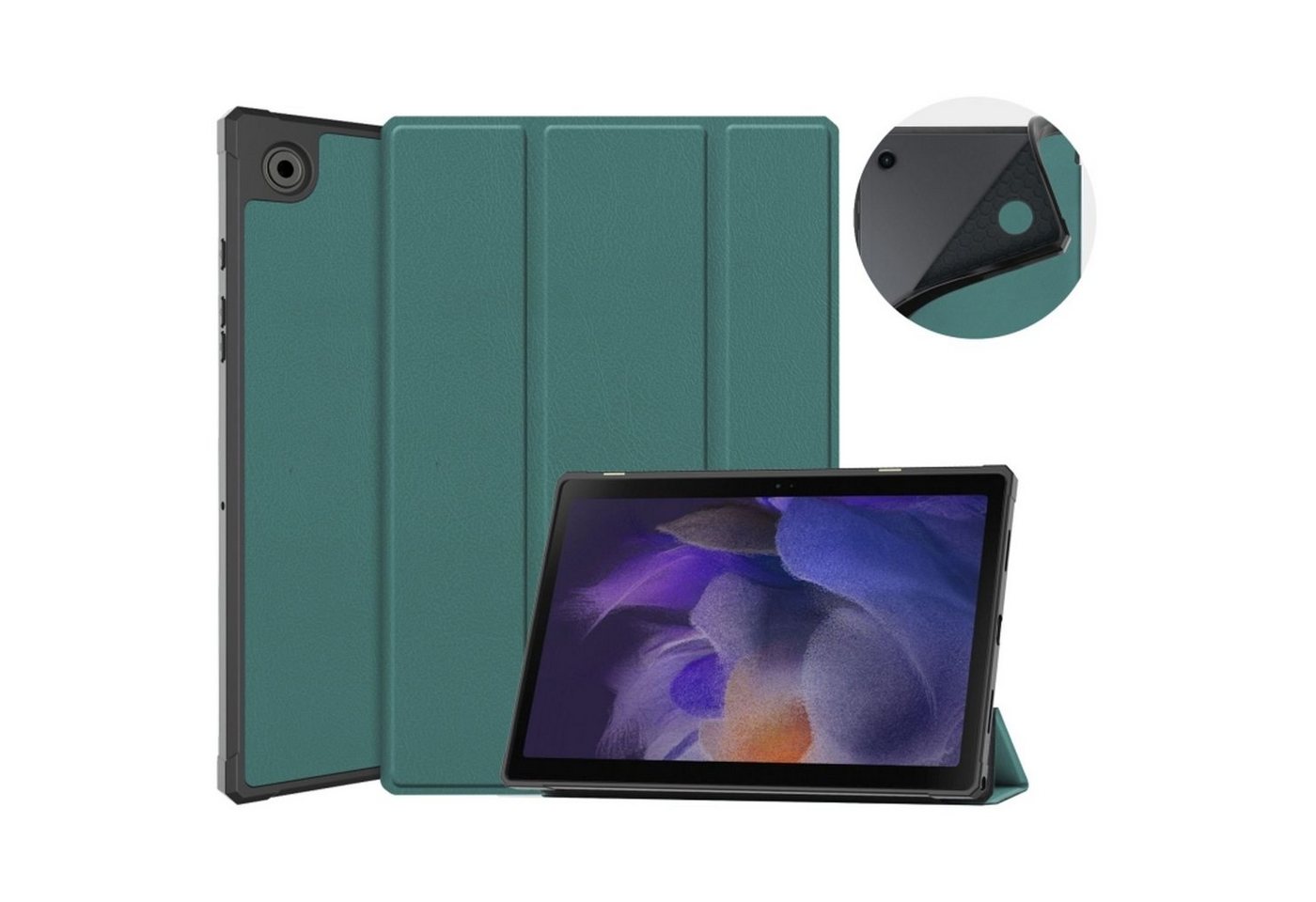 König Design Tablet-Hülle Samsung Galaxy Tab A8 (2021), Schutzhülle für Samsung Galaxy Tab A8 (2021) Schutztasche Wallet Cover 360 Case Etuis Dunkelgrün von König Design