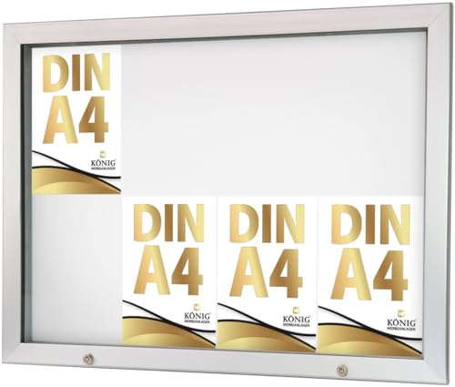 König Werbeanlagen Schaukasten Keitum Economy 8x DIN A4 | Querformat B 931 × H 684mm | wetterfest für innen und aussen | abschließbar | Acrylglas 2mm | Alu-silberfarbig eloxiert von König Werbeanlagen