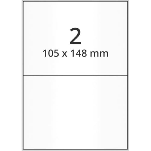 Laseretiketten, weiß, Papier, 105x148mm, 2/Bogen, 1000 Bogen/VE Laseretiketten, weiß, Papier, 105x148mm, 2/Bogen, 1000 Bogen/VE von König Werbeanlagen
