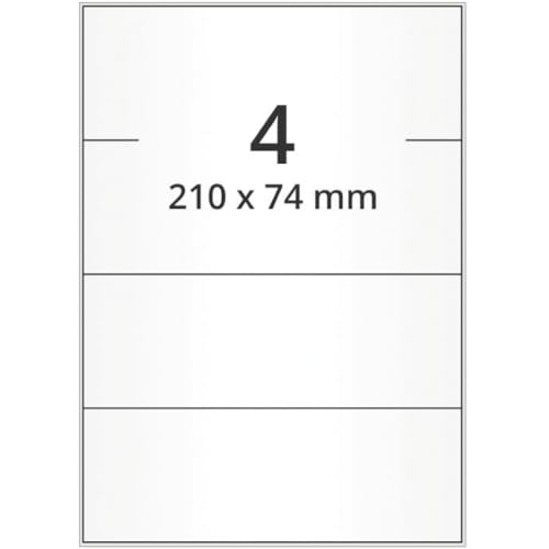 Laseretiketten, weiß, Papier, 210x74mm, 500Bogen/VE, 4/Bogen Laseretiketten, weiß, Papier, 210x74mm, 500Bogen/VE, 4/Bogen von König Werbeanlagen