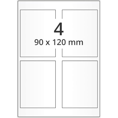 Laseretiketten, weiß, Papier, 90x120mm, 500Bogen/VE, 4/Bogen Laseretiketten, weiß, Papier, 90x120mm, 500Bogen/VE, 4/Bogen von König Werbeanlagen
