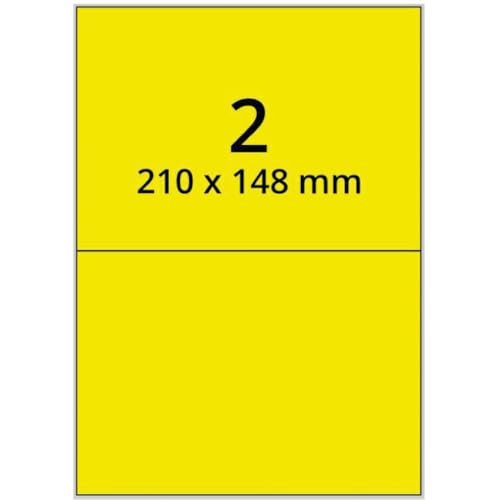 Neon-Laser Etiketten, neongelb, matt, Papier, 210x148mm, 100Bogen/VE, 2/Bogen von König Werbeanlagen