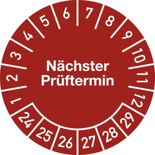 Prüfplakette Nächster Prüftermin 2024-2029, Folie, Ø 15 mm, 10 Stück/Bogen von König Werbeanlagen