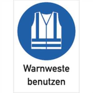 Schild Warnweste benutzen 29,7 x 21cm PVC gemäß ISO 7010, M015 von König Werbeanlagen