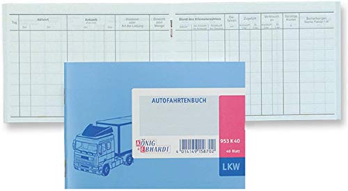 König & Ebhardt König und Ebhardt König & Ebhardt 8610142 Geschäftsbuch / Fahrtenbuch für LKW (A6 quer, Karton-Einband, 40 Blatt) hellblau von König & Ebhardt