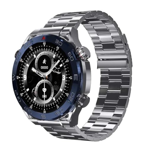 KööK ZD5 Ultra Mate Smartwatch NFC 1,5“ 3 Tasten ZD5 UM Luxus Edelstahl Sport & Business Uhr (GPS, Thermometer) IP67 Leben wasserdicht, in The Gift Box (Grau-Blau) von KööK
