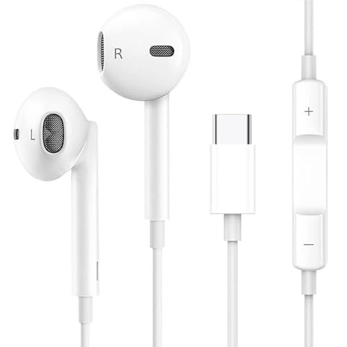 USB C Kopfhörer für iPhone 16 Pro Max 15 Plus iPad Pro In-Ear Kopfhörer mit Kabel Type C, Mikrofon, Lautstärkeregler für Samsung S23 S22 S21 S20 A53 A54 A34 Google Pixel 8 7 6A 5 4 von Kogwjte