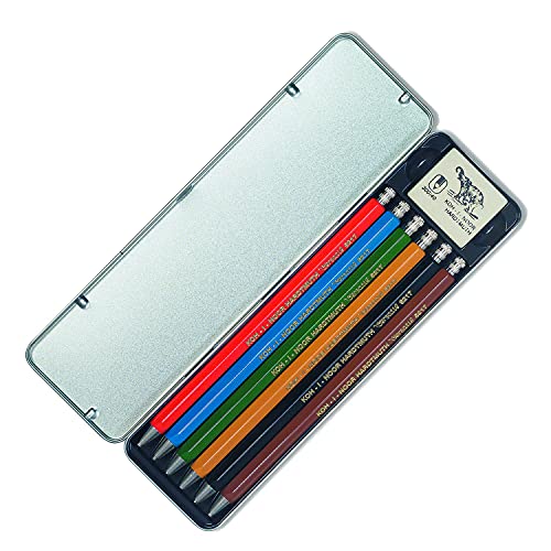 KOH-I-NOOR 5217 - Druckbleistifte inkl. 1 x Radiergummi im Metalletui, unterschiedliche Farben - 6 Stück von Koh-I-Noor