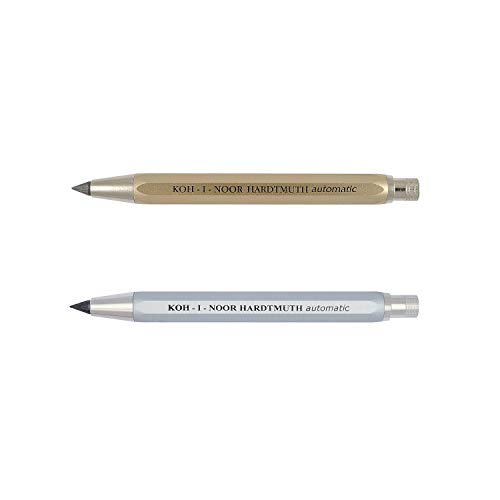 KOH-I-NOOR 5640 - Metalldruckbleistift"automatic" mit Minenspitzer - 2er SET, Minenstärke 5.6 mm - GOLD und SILBER von Koh-I-Noor