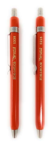 KOH-I-NOOR Fallbleistift No. 5228CL kurz Druckbleistift Metall 2er Set rot von Koh-I-Noor