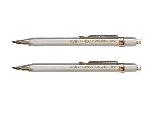 KOH-I-NOOR Fallbleistift No. 5228CL kurz Druckbleistift Metall 2er Set silber von Koh-I-Noor