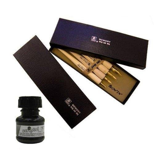 Zeichenfeder - Set "Comic Pen", 12 - teilig (8 Federn, 4 Halter) inklusive 20 g schwarze Zeichentinte "Scriptol" von Koh-I-Noor