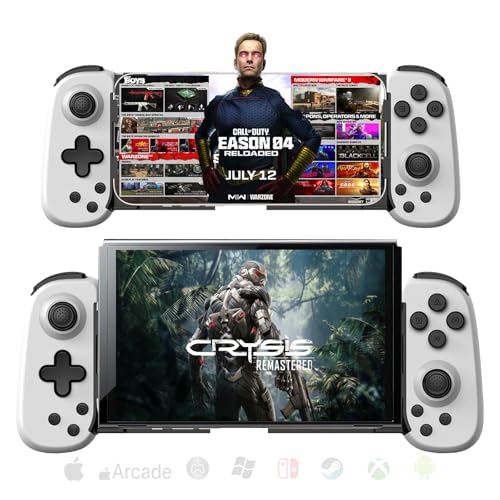 Phone Game Controller für iPhone/Android, MFi Wireless Mobile Gamepad für iOS/Switch/PC/PS/Xbox/Cloud Gaming Dehnbarer Bluetooth Joystick für iPhone 15 14 13/Plus/Pro/Max, Direct Play (weiß) von Koiiko