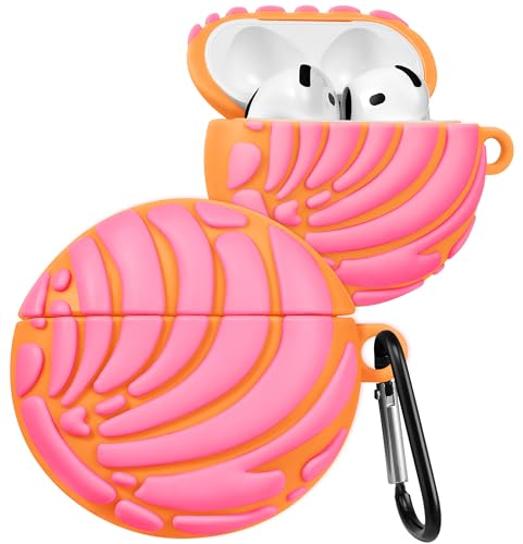 Kokaade Schutzhülle für Airpods 4 für Damen und Mädchen, niedliches Kawaii, mit Schlüsselanhänger, lustiges pinkes Brot-Design, 3D, weiche Silikon-Schutzhülle für Airpod-Hülle 4. Generation 2024 von Kokaade