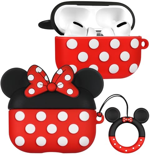 Kokaade Schutzhülle für Airpods Pro 2. / 1. Generation für Damen und Mädchen, mit Schlüsselanhänger, lustige rote Schleife, Cartoon-Design, 3D-Silikon-Hülle für Teenager, Schutzhülle für Airpods Pro Kokaade Schutzhülle für Airpods Pro 2. / 1. Generation für Damen und Mädchen, mit Schlüsselanhänger, lustige rote Schleife, Cartoon-Design, 3D-Silikon-Hülle für Teenager, Schutzhülle für Airpods Pro von Kokaade