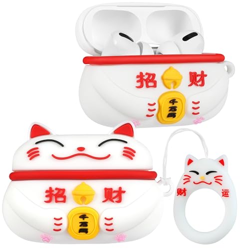 Kokaade Schutzhülle für Airpods Pro 2. / 1. Generation für Damen und Mädchen, mit Schlüsselanhänger, lustige weiße Katze, Cartoon-Design, 3D-Silikon-Hülle für Teenager, Schutzhülle für Airpods Pro Kokaade Schutzhülle für Airpods Pro 2. / 1. Generation für Damen und Mädchen, mit Schlüsselanhänger, lustige weiße Katze, Cartoon-Design, 3D-Silikon-Hülle für Teenager, Schutzhülle für Airpods Pro von Kokaade