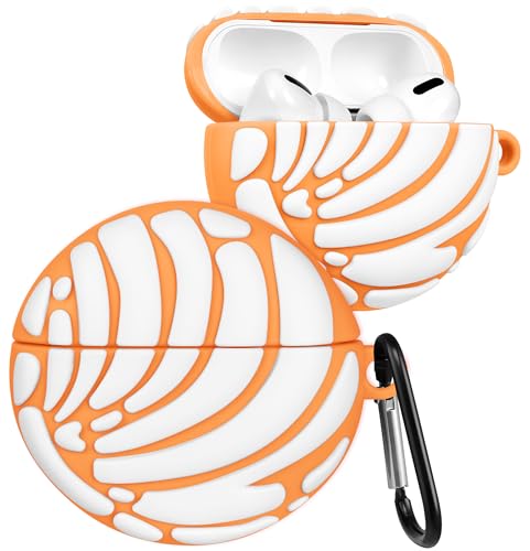 Kokaade Schutzhülle für Airpods Pro 2. / 1. Generation für Damen und Mädchen, niedliches Kawaii mit Schlüsselanhänger, lustiges weißes Brot, Cartoon-Design, 3D-Silikonhülle für Teenager, für Airpods von Kokaade