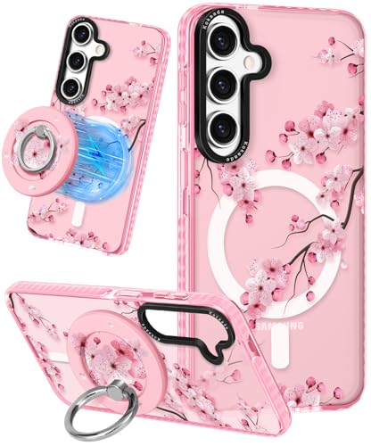 Kokaade Schutzhülle für Samsung Galaxy S24 Plus, süßes Kawaii-Pfirsichblüten-Design, kompatibel mit Magsafe, magnetischer Ringhalterung, Ständer, Handyhülle, mädchenhafte TPU-Funda für Galaxy S24 Plus Kokaade Schutzhülle für Samsung Galaxy S24 Plus, süßes Kawaii-Pfirsichblüten-Design, kompatibel mit Magsafe, magnetischer Ringhalterung, Ständer, Handyhülle, mädchenhafte TPU-Funda für Galaxy S24 Plus von Kokaade