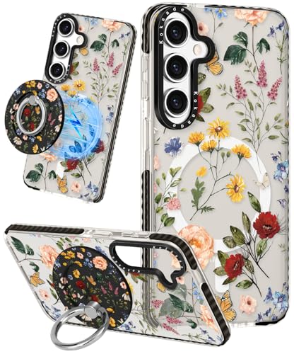 Kokaade Schutzhülle für Samsung Galaxy S25 Plus für Damen und Mädchen – süßes Kawaii, kompatibel mit Magsafe, magnetischer Ringhalterung, Ständer, Retro-Blumen-Design, Handyhülle, mädchenhafte Kokaade Schutzhülle für Samsung Galaxy S25 Plus für Damen und Mädchen – süßes Kawaii, kompatibel mit Magsafe, magnetischer Ringhalterung, Ständer, Retro-Blumen-Design, Handyhülle, mädchenhafte von Kokaade